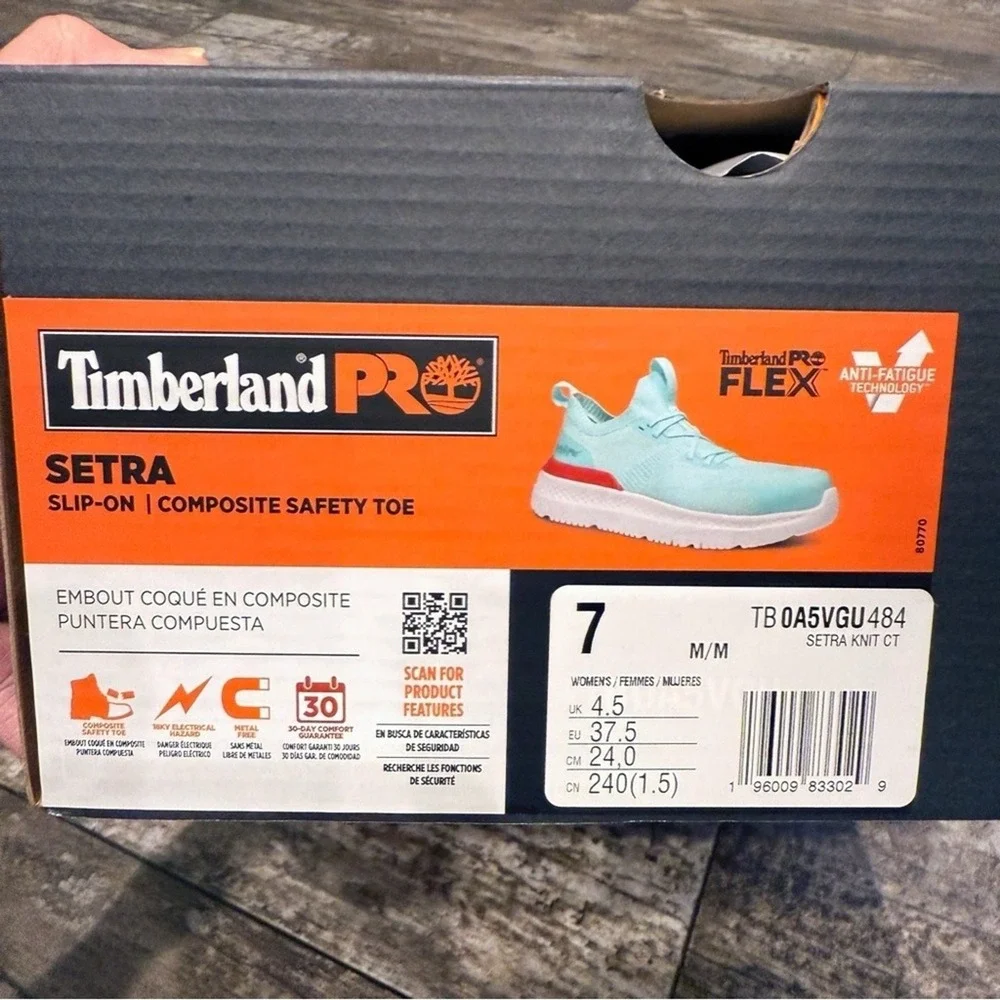 Timberland PRO‎ Setra Knit Composite Safety Toe Slip On Shoes Womens Size 7 NIB